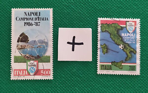 ITALIA  1987/1990 NAPOLI CAMPIONE D'ITALIA Calcio  2 francobolli USATI come foto