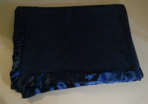 Tiddliwinks thick luxe navy blue baby blanket satin trim  (warm & cozy)    A9 - Picture 1 of 3