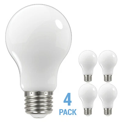 4 Pack LED Solid White Filament Bulbs 120V 11W =75W A19 Medium E26 3000K Soft - Image 1 of 4