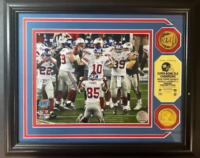 2008 SB XLII Limited Edt. New York Giants FRAMED Photo w/Coins NFL Champs WOW! - Image 1 of 2