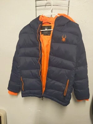 Chaqueta acolchada con capucha Spyder Frontier, juvenil M 10/12 azul/naranja bonita Foto 1 de 4