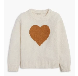 J. Crew Sweater Girls L Beige Pullover Knit Heart Cozy Preppy Cottagecore NWT - Picture 1 of 12