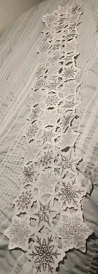 69" White And Silver Snowflake Table Runner - Image 1 of 4