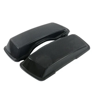Triple 6.5" Saddlebag Speaker Lids for 1993-2013 Harley Touring Vivid Black 98 - Picture 1 of 5