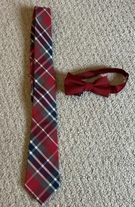 Boys Crewcuts J Crew Tie Necktie 42” Age 2-7 Plaid Holiday Red Bow tie - Picture 1 of 2