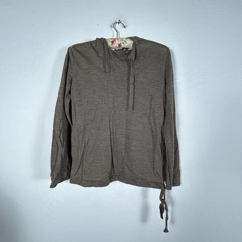 Vintage Franck Olivier Paris Womens Black Ivory Striped Hoodie Size 40 Pullover - Image 1 of 4