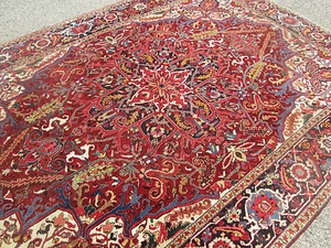 PRETTY ANTIQUE HERIZ ORIENTAL RUG ESTATE FIND / 8.10 x 12.3 / ROOM SIZE BEAUTY! - Picture 1 of 13