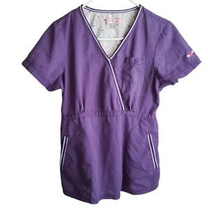 Koi Kathy Peterson Scrub Top Women’s Sz Medium Shirt Solid Purple  - Picture 1 of 5