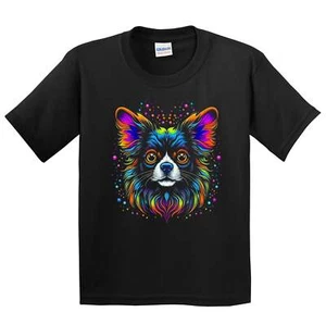 Papillon Psychedelic Dog Art T-Shirt - Papillon Owner Gift - Kids Papillon Shirt - Picture 1 of 4