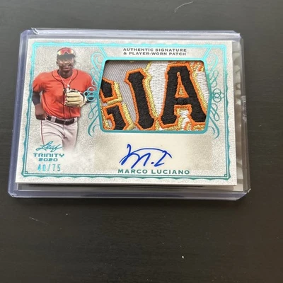 2020 Leaf Trinity Marco Luciano Logo Jersey Patch Auto /75 Giants - Image 1 of 3