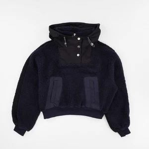 JW ANDERSON Fleece Cropped Hoodie Logo Jacket Iconic Puller Navy Blue M RRP440 - Picture 1 of 8