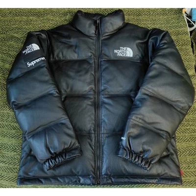 Supreme TNF The North Face 皮革 Nuptse 夹克蓬松外套 — 第 1/4 张图片