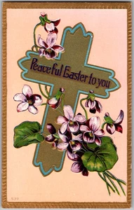 Antique Postcard 'easter Floral Cross Design Early 1900s' 1910s - Picture 1 of 2