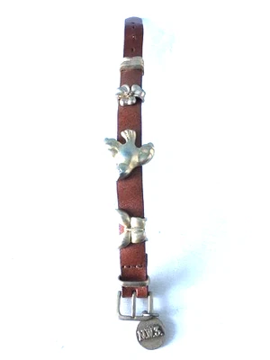 Brazalete Hobbs Poets Charm Cuff cuero marrón tostado y chapado en oro firmado en muy buena condición nuevo con etiquetas Foto 1 de 2