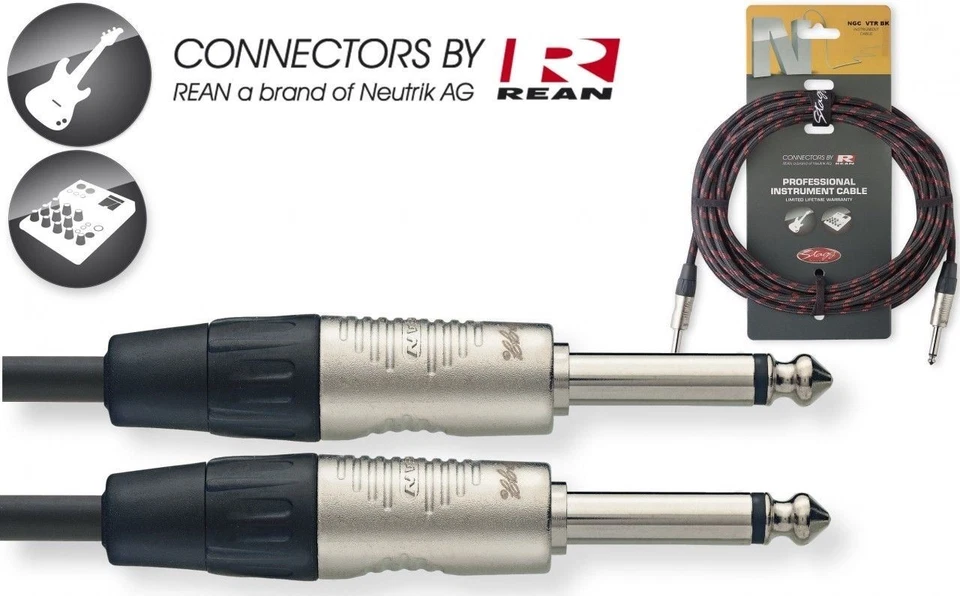 Cable amplificador guitarra tela tweed Neutrik negro 25' de lujo cable Stagg NGC7,6VTR BK Foto 1 de 1