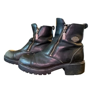 Botas de montar Harley Davidson para mujer talla 8,5 de cuero negro con cremallera al tobillo 82016 - Imagen 1 de 8