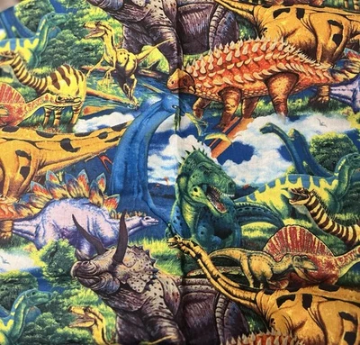 1 yard David Textiles DINOSAURS Cotton Fabric 36" x 44" NEW - Image 1 of 2