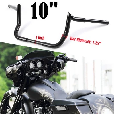 Rise 10" Meathook Ape Hanger Handlebar For Harley Electra Glide Classic FLHTC - Изображение 1 из 4