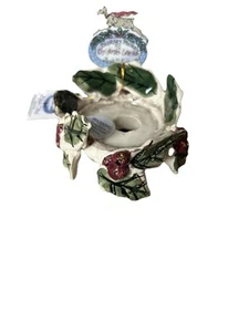 2001 Blue Sky Clayworks Holly Berry Candle Votive Holder by Heather Goldmine Nib - Picture 1 of 5
