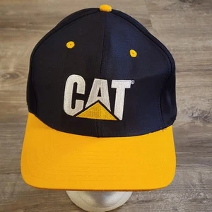 CAT Caterpillar Snapback Hat Company Logo Cap Yellow And Black - Picture 1 of 8