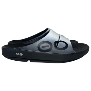Oofos Ooahh Pantolette Sandale Herren Gr. 9 weiß grau schwarz Erholung Komfort Slipper " - Bild 1 von 11