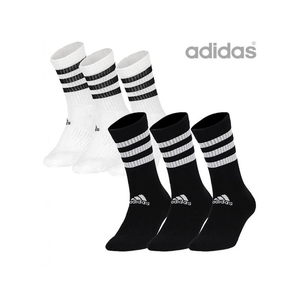 adidas 3-Stripes Cushioned Crew Arch Support Sports Training Gym Workout Socks - Image 1 of 1