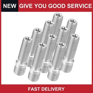 Pack of 10 For Audi TT 1999-2022 M14x1.5 to M12x1.5 50mm Wheel Stud Silver Tone - Picture 1 of 6
