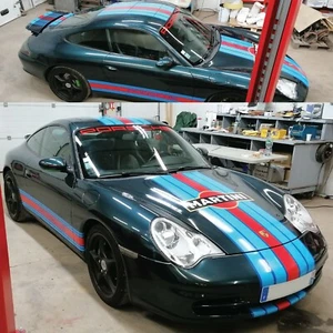 PORSCHE 911 996 CARRERA 4 MARTINI RACING SPORT VINTAGE Le Mans Stripe - Foto 1 di 6