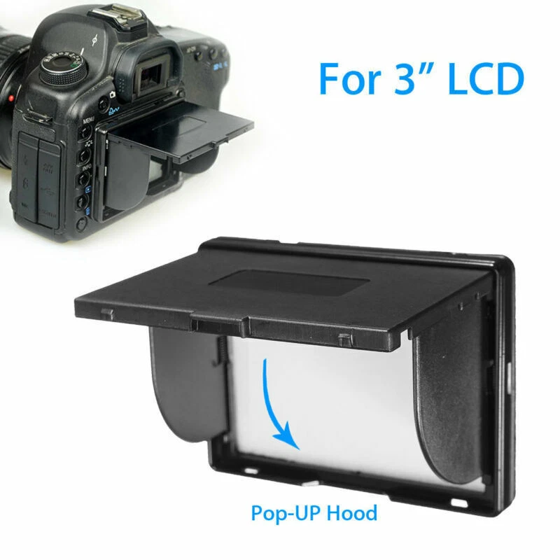 Universal 3" LCD Shade SLR Camera Screen Detachable Pop-UP Hood Protector - Image 1 of 4