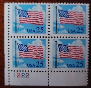 Scott # 2278 - Flag & Clouds - MNH - 1988 - Plate Block of 4 #1222 - Picture 1 of 2