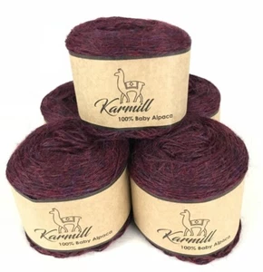 Alpaca Wool Skein 100% Baby Alpaca Yarn Lot- 5 Skeins Sport Weight Eggplant C870 - Bild 1 von 5