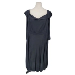 Asos Curve Pleated Bateau Neck Midi Dress Black Women's Size 16 NWT - Picture 1 of 10