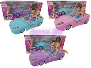Girls Convertible Sports 1/18 Radio Remote Control Car with Boy & Girl Doll - Picture 1 of 13