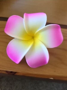 3.5" Hawaiian Plumeria FOAM Flower Hair Clip Tropical - Picture 1 of 2