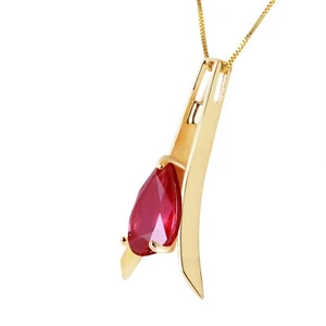 14K. SOLID GOLD NECKLACE WITH NATURAL RUBY (Yellow Gold) - Picture 1 of 5