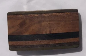 Hebilla de cinturón Kenneth Reid de colección latón e incrustaciones de madera mixta - Imagen 1 de 5