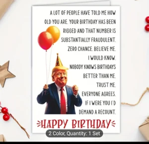 Donald Trump Birthday Card-FAKE NEWS-FREE SHIPPING - Picture 1 of 6
