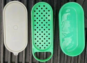 TUPPERWARE RETRO VINTAGE HANDY GRATER 3 PC CONTAINER AND SEAL JADEITE - Picture 1 of 3