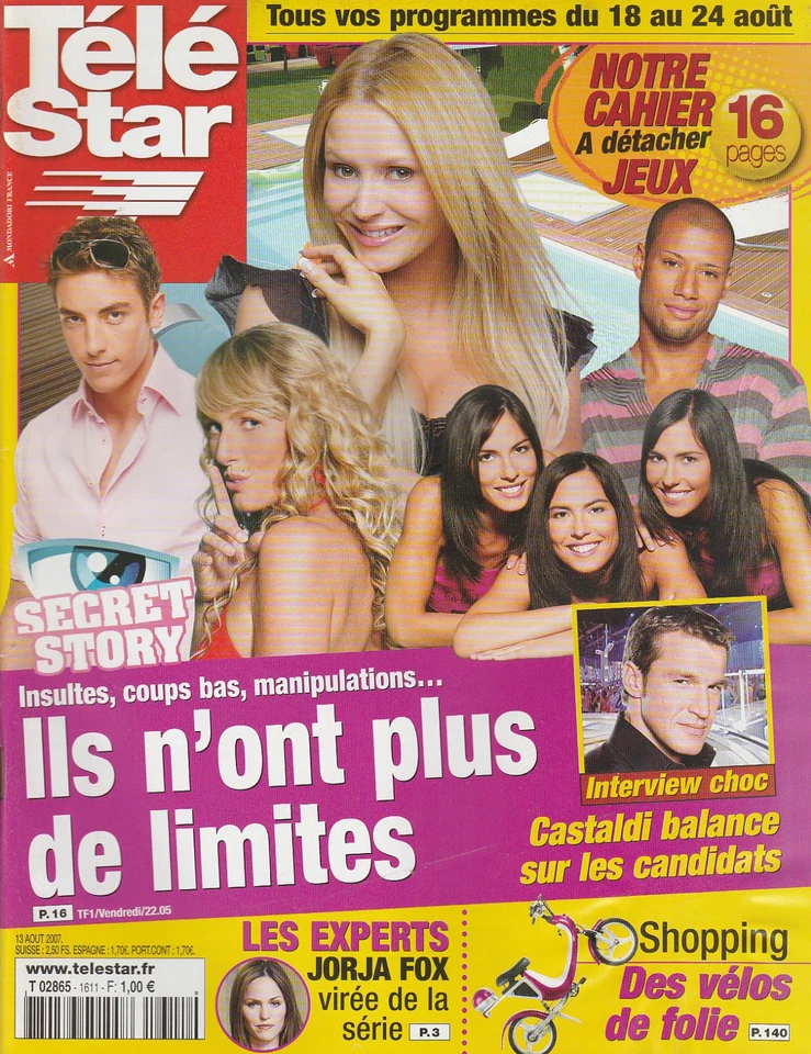 TV Star No. 1611 - 13/08/2007 -secret Story - Joe Dassin- Natasha Amal- Masi Oka - Image 1 of 1