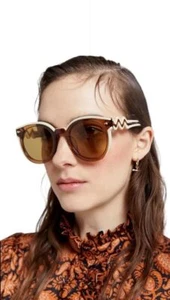 Karen Walker  Super Wavy Duper Sunglasses | Tan/Ochre/White Round, Oversized - Picture 1 of 7