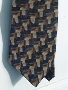 J. Garcia Collection 7 Tree Trunk 59” Men’s Tie 100% Silk Made In USA Navy Tan