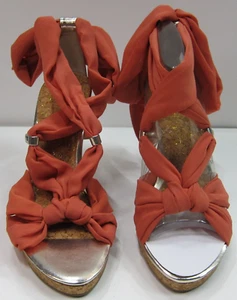 Bakers Shoes Womans Size 9 Coral Color Ribbon Cork Heels (Style:Tonya) - Picture 1 of 7