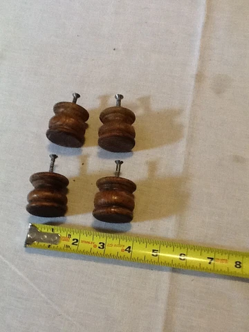 4 VINTAGE HOMEMADE WOODEN DRAWER KNOBS BROWN WITH SCREWS 62023a Cover