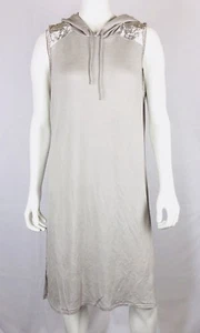 Bobeau Women's Athleisure Dress Size M Hooded Drawstring Gray Velvet Trim Casual - Picture 1 of 9