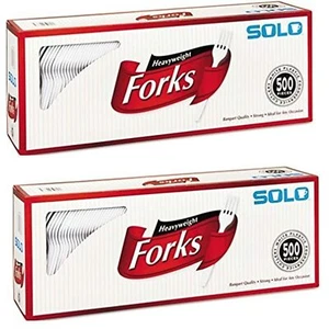 Solo Cup Company Mediumweight Plastic Cutlery, Forks, White, 500 Count (2 Pack) - Picture 1 of 1
