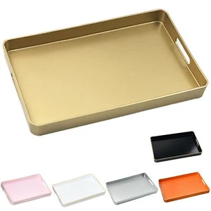 Serving Tray with Gold TrimmingRectangular Sturdy Serving Trays with Handles ... - Picture 1 of 6