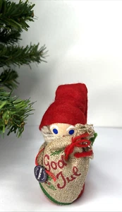 Holboll Gott Jul Holzelfe mit Jutesack kleine Figur Dänemark Vintage 4,25" - Bild 1 von 6