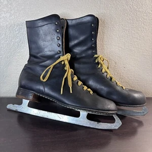 Vintage Canadian Flyer Union Tempered Steel Hockey Skates Size 11 - Picture 1 of 21