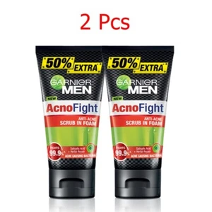 2 x 150ml Garnier Men Acno Fight Scrub in Foam Anti-acne Dullness Facial Care - Picture 1 of 7