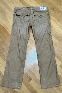 True Religion Mens Corduroy Khaki Ricky Straight Fit Jeans Size 40x32 - Picture 1 of 6
